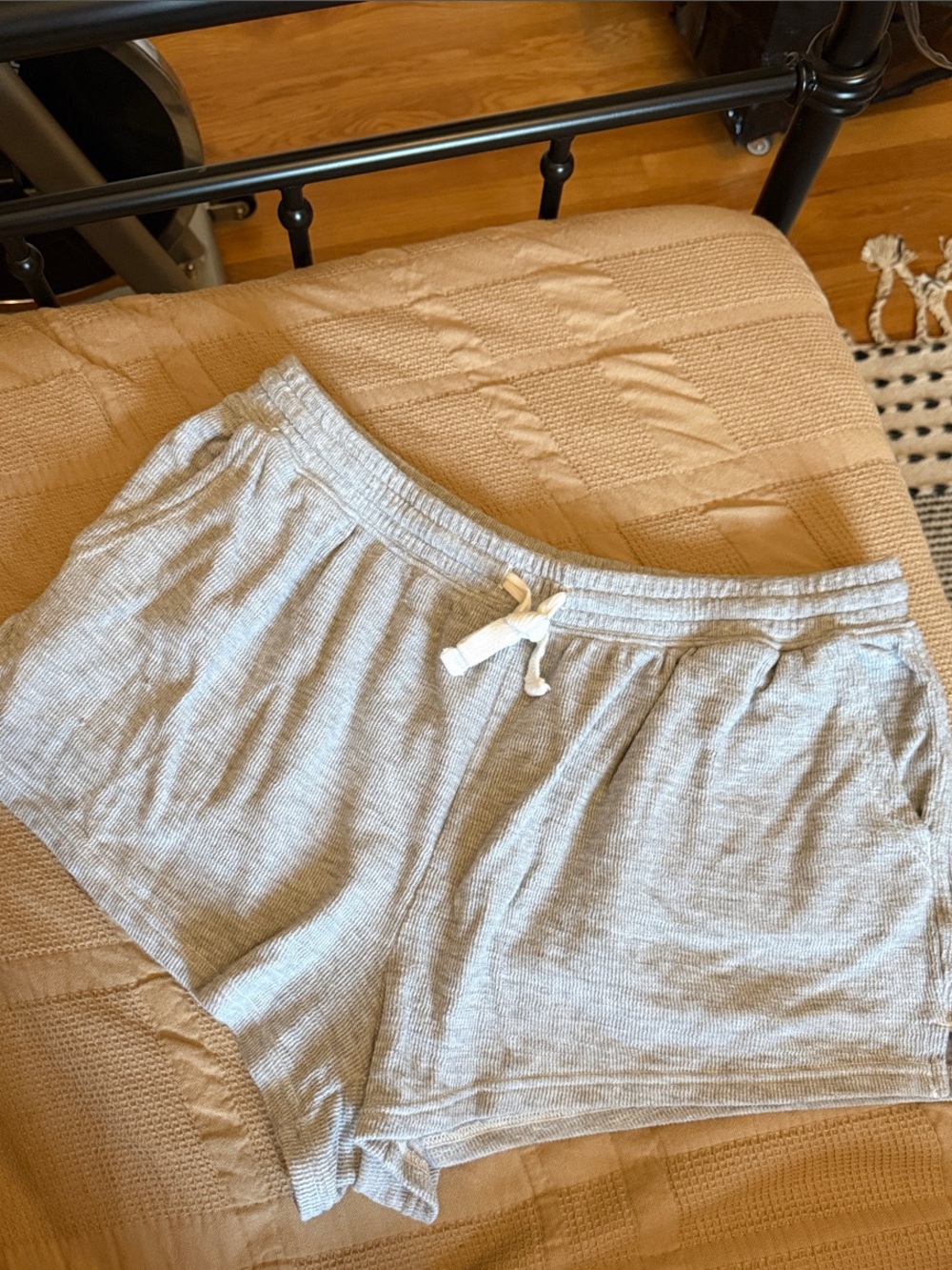 aerie Light Gray Knit Drawstring Athletic Shorts